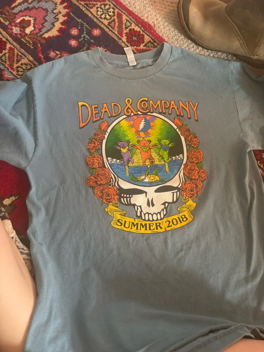 Alstyle Dead & Company Blue Graphic Tee with Multicolor Skull Art - Picture 2 of 4